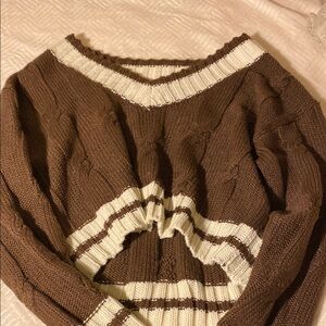 Streetwear Society Brown and Cream Crew Neck Sweater